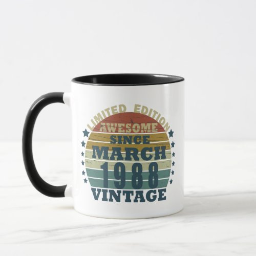 born in march 1988 vintage birthday mug