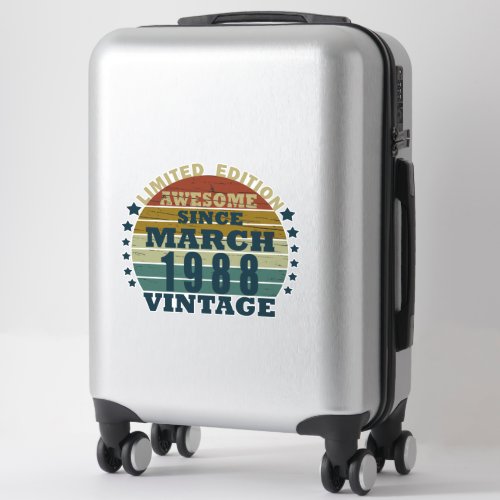 Born in March 1988 vintage birthday Sticker