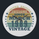 born in march 1989 vintage birthday large clock<br><div class="desc">You can add some originality to your wardrobe with this original 1989 vintage sunset retro-looking birthday design with awesome colors and typography font lettering, is a great gift idea for men, women, husband, wife girlfriend, and a boyfriend who will love this one-of-a-kind artwork. The best amazing and funny holiday present...</div>