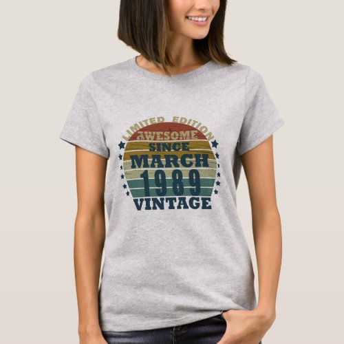 born in march 1989 vintage birthday T_Shirt