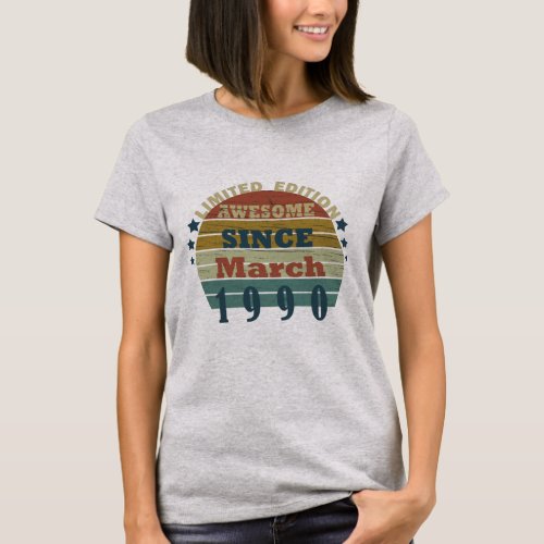 born in march 1990 vintage birthday T_Shirt