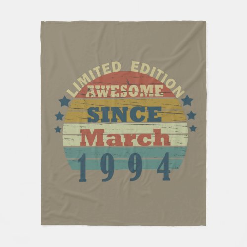 born in march 1994 vintage birthday fleece blanket