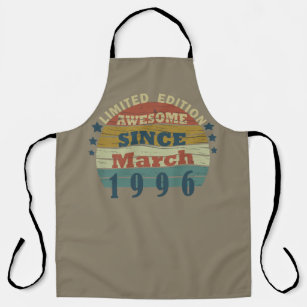 born in march 1996 vintage birthday apron
