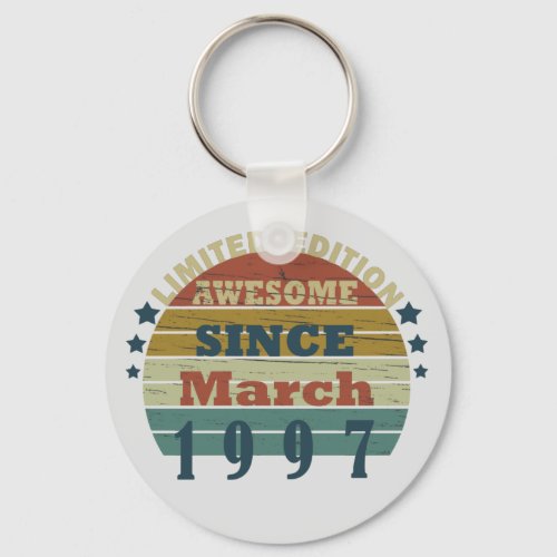 born in march 1997 vintage birthday keychain