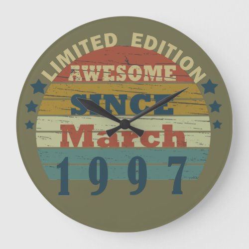 born in march 1997 vintage birthday large clock