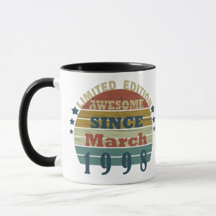 born in march 1998 vintage birthday mug