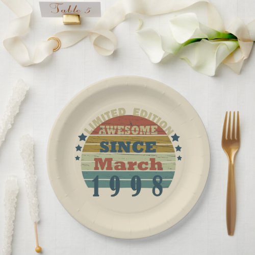 born in march 1998 vintage birthday paper plates