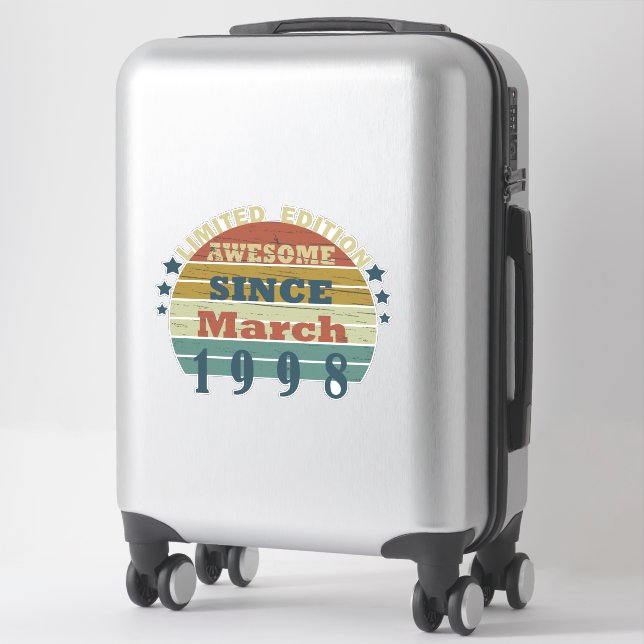 born in march 1998 vintage birthday sticker (Suitcase)