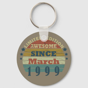 born in march 1999 vintage birthday keychain