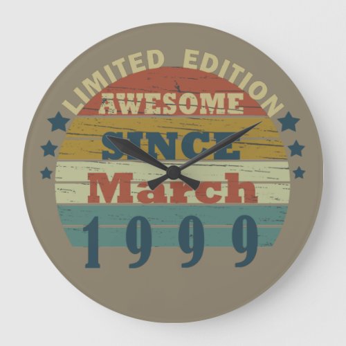 born in march 1999 vintage birthday large clock