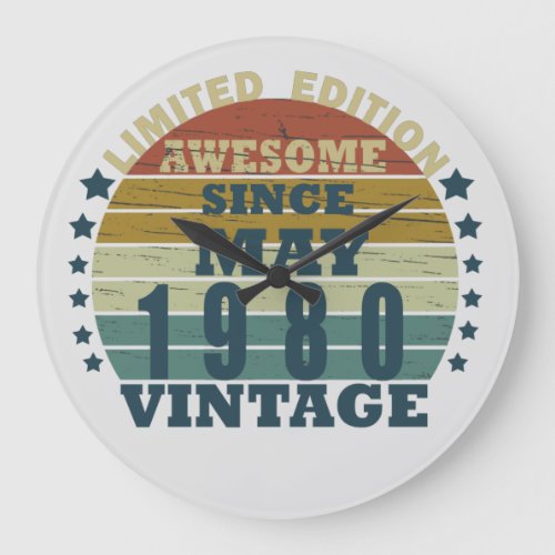 Born in may 1980 vintage birthday large clock