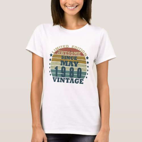 Born in may 1980 vintage birthday T_Shirt