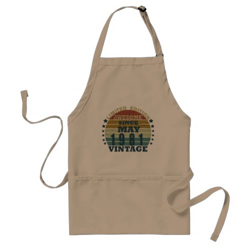 Born in may 1981 vintage birthday adult apron