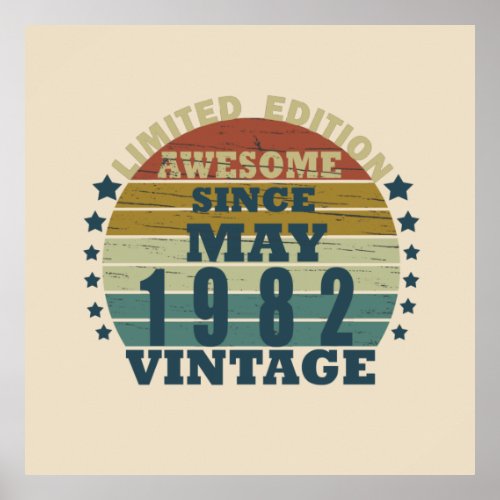 Born in may 1982 vintage birthday poster
