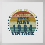 born in may 1984 vintage birthday poster<br><div class="desc">You can add some originality to your wardrobe with this original 1984 vintage sunset retro-looking birthday design with awesome colors and typography font lettering, is a great gift idea for men, women, husband, wife girlfriend, and a boyfriend who will love this one-of-a-kind artwork. The best amazing and funny holiday present...</div>