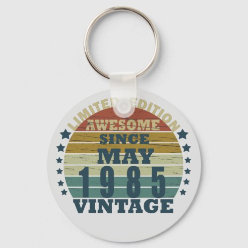 born in may 1985 vintage birthday keychain
