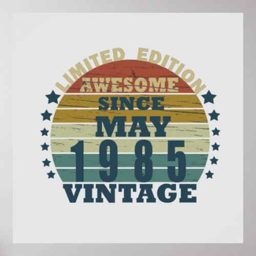 born in may 1985 vintage birthday poster