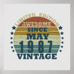 born in may 1987 vintage birthday poster<br><div class="desc">You can add some originality to your wardrobe with this original 1987 vintage sunset retro-looking birthday design with awesome colors and typography font lettering, is a great gift idea for men, women, husband, wife girlfriend, and a boyfriend who will love this one-of-a-kind artwork. The best amazing and funny holiday present...</div>