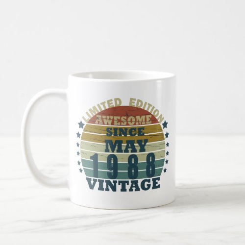 born in may 1988 vintage birthday coffee mug