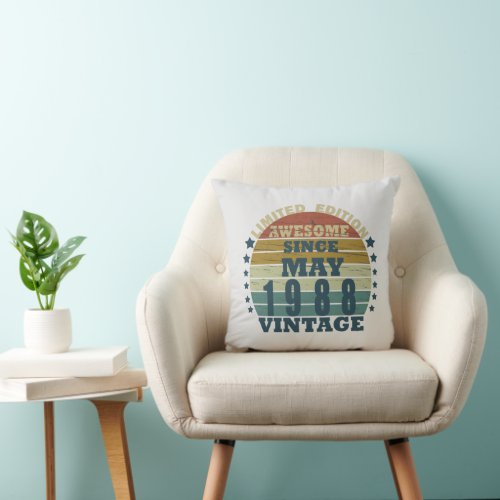 born in may 1988 vintage birthday throw pillow