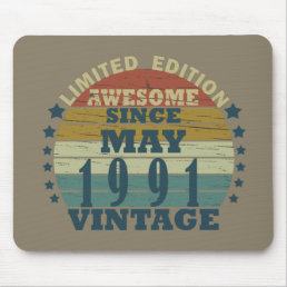 born in may 1991 vintage birthday mouse pad