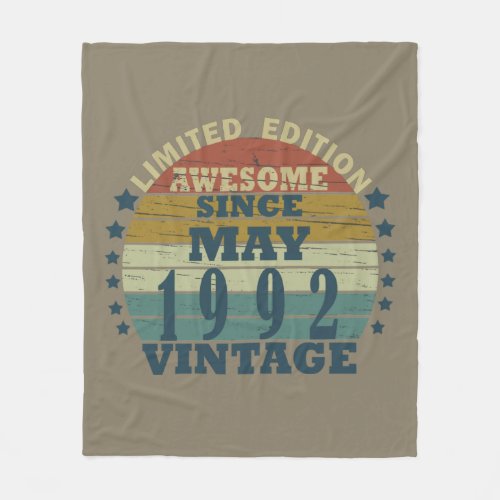 Born in may 1992 vintage birthday fleece blanket