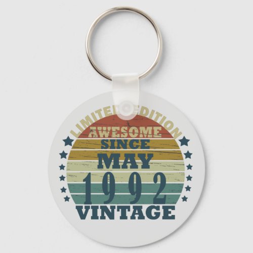 Born in may 1992 vintage birthday keychain