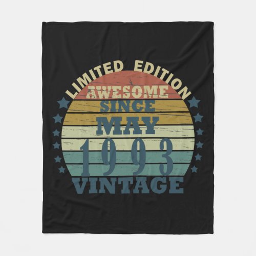 Born in may 1993 vintage birthday fleece blanket