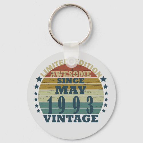 Born in may 1993 vintage birthday keychain