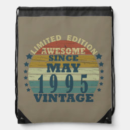 Born in may 1995 vintage birthday drawstring bag