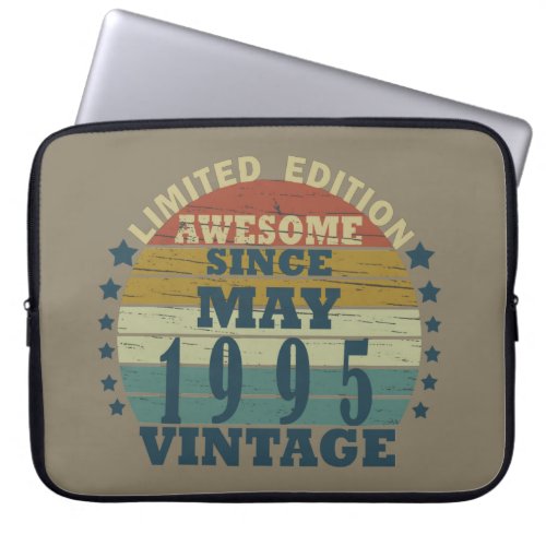 Born in may 1995 vintage birthday laptop sleeve