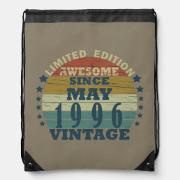 Born in may 1996 vintage birthday drawstring bag