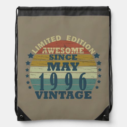 Born in may 1996 vintage birthday drawstring bag