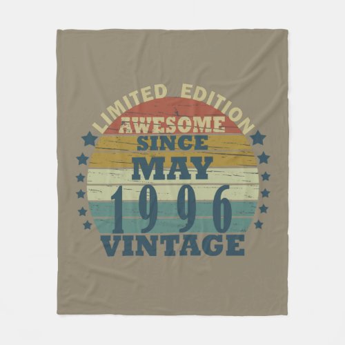 Born in may 1996 vintage birthday fleece blanket