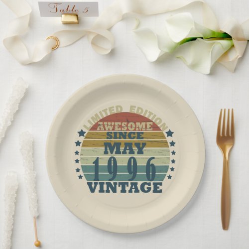 Born in may 1996 vintage birthday paper plates