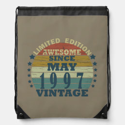 Born in may 1997 vintage birthday drawstring bag