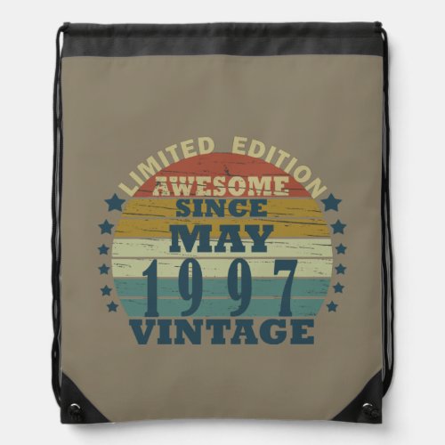 Born in may 1997 vintage birthday drawstring bag