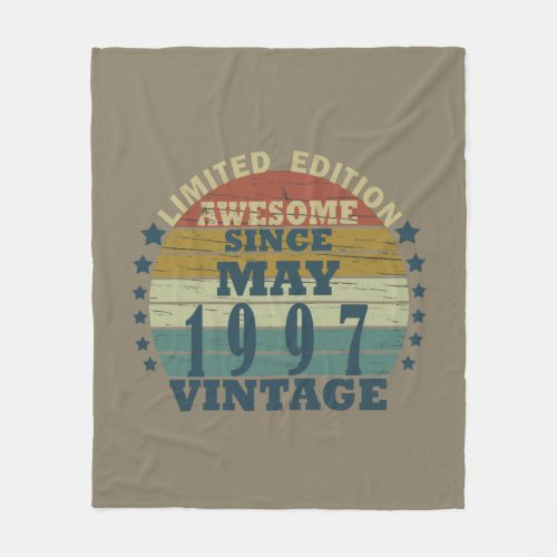 Born in may 1997 vintage birthday fleece blanket