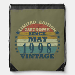 Born in may 1998 vintage birthday drawstring bag