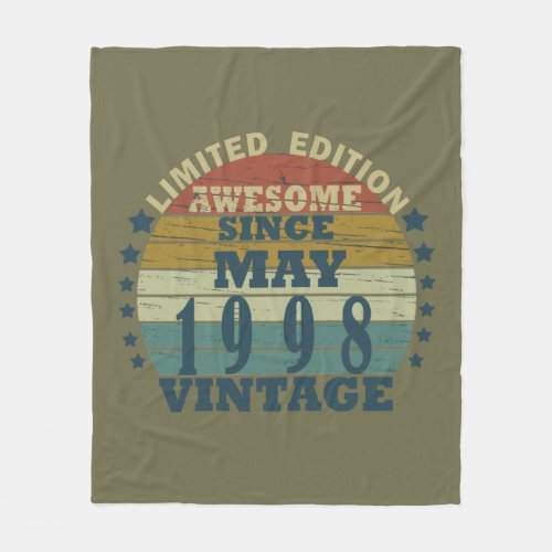 Born in may 1998 vintage birthday fleece blanket