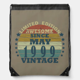 Born in may 1999 vintage birthday drawstring bag