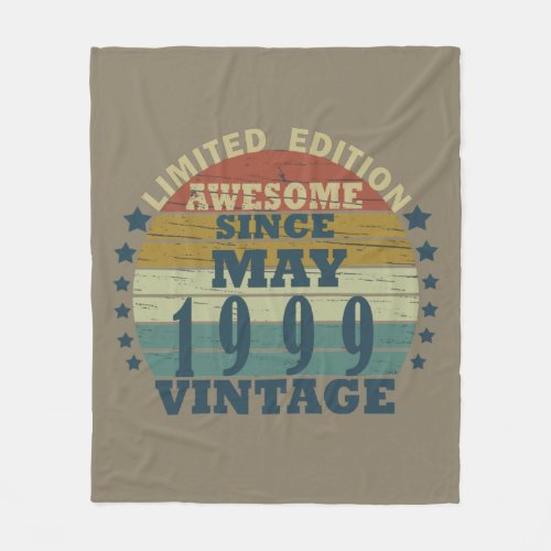 Born in may 1999 vintage birthday fleece blanket