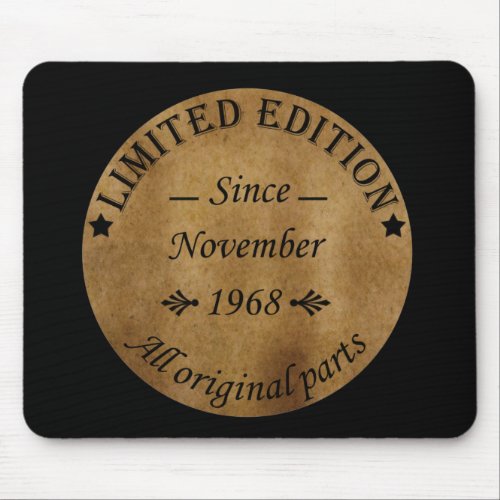 born in november 1968 vintage classic mouse pad