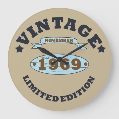 born in november 1969 vintage birthday large clock