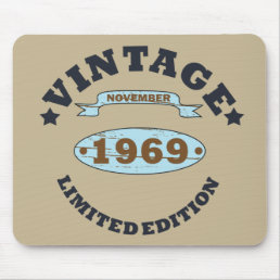 born in november 1969 vintage birthday mouse pad