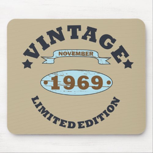 born in november 1969 vintage birthday mouse pad