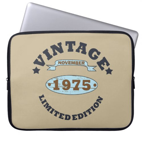 born in november 1975 vintage laptop sleeve
