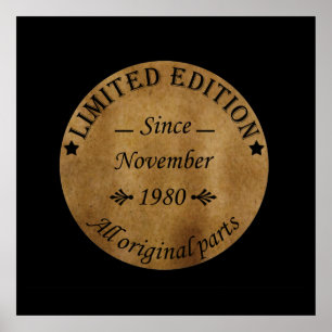 born in november 1980 classic rustic poster