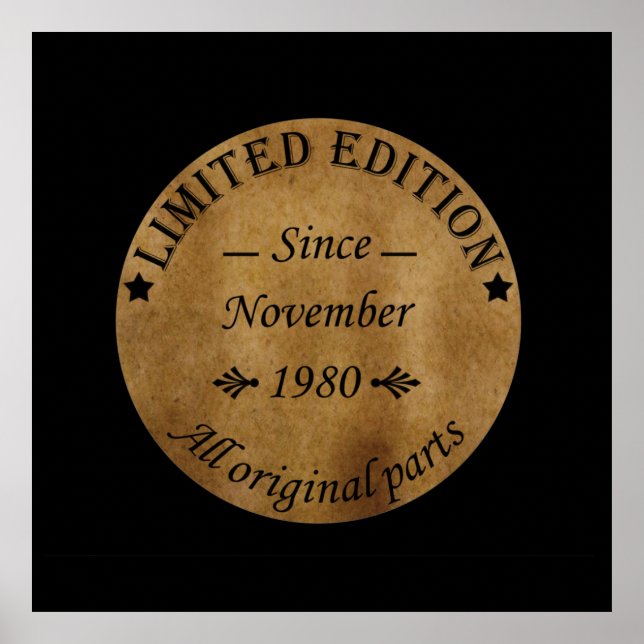 born in november 1980 classic rustic poster (Front)