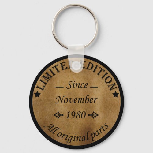 born in november 1980 vintage birthday keychain